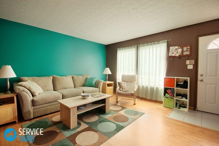 Salle familiale sarcelle et brune